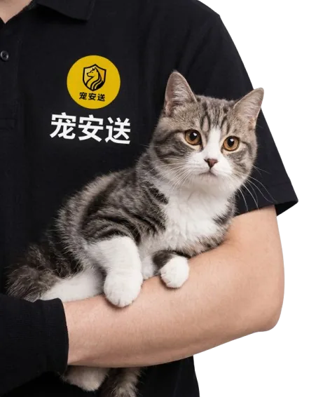 宠安送工作人员抱着猫咪
